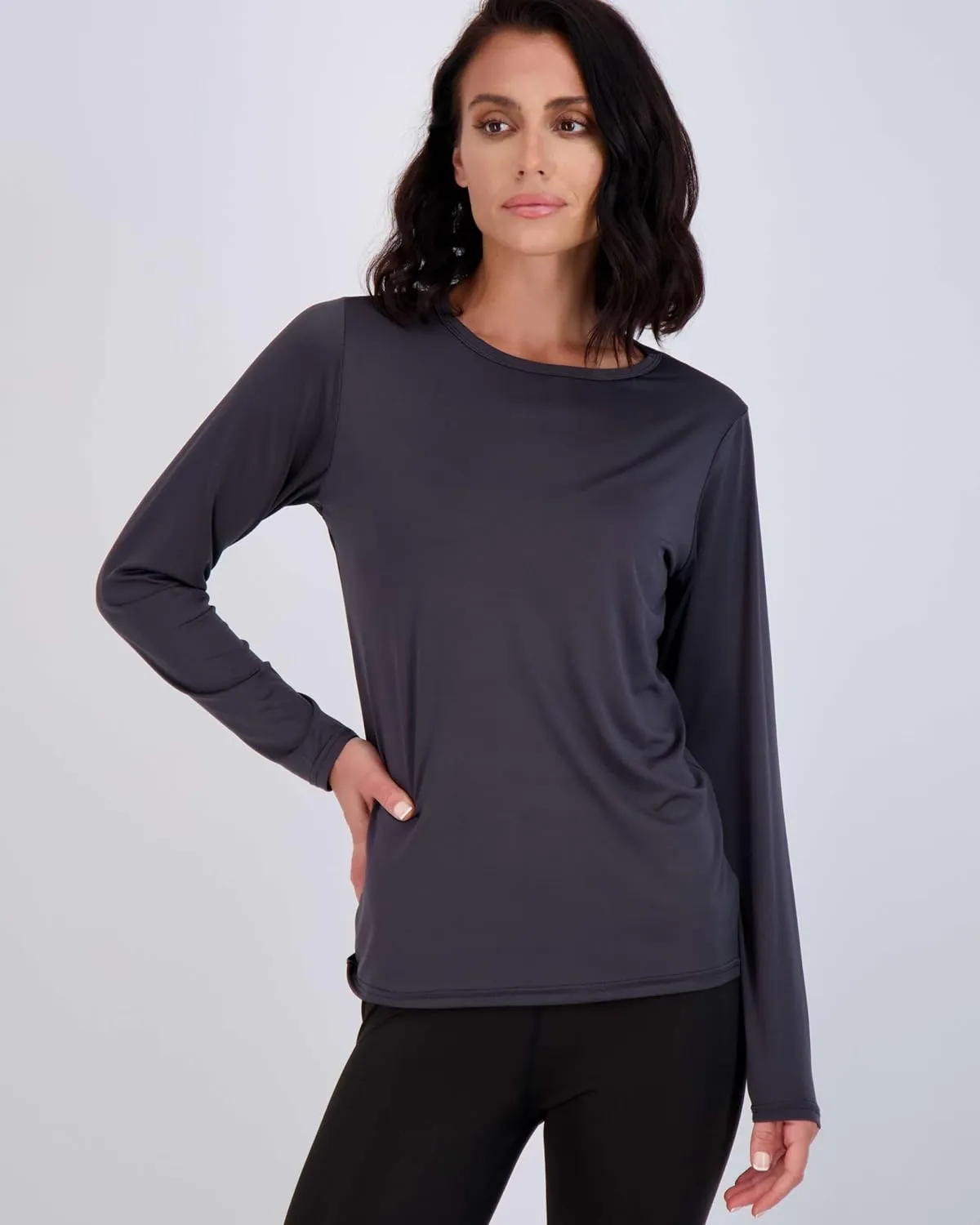 Real Essentials 4 Pack: Women's Dry-Fit Tech Stretch Long-Sleeve Athletic Workout T-Shirt (Available in Plus Size)