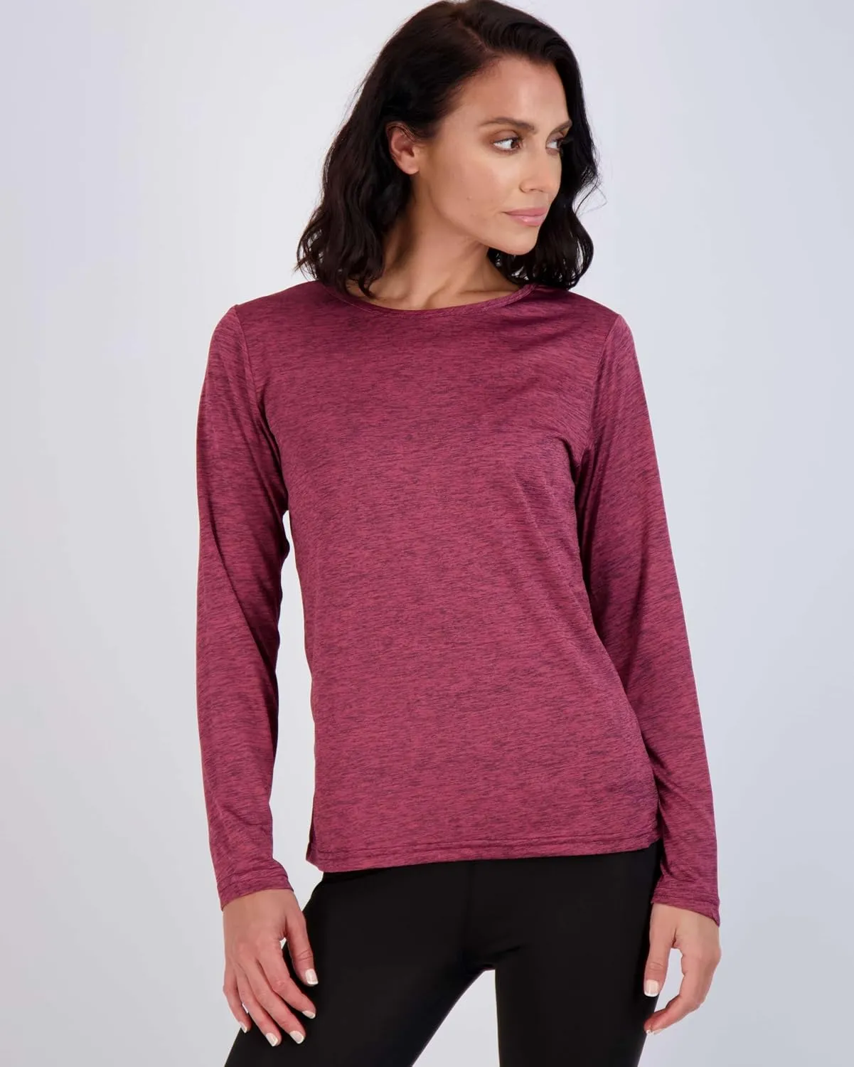 Real Essentials 4 Pack: Women's Dry-Fit Tech Stretch Long-Sleeve Athletic Workout T-Shirt (Available in Plus Size)