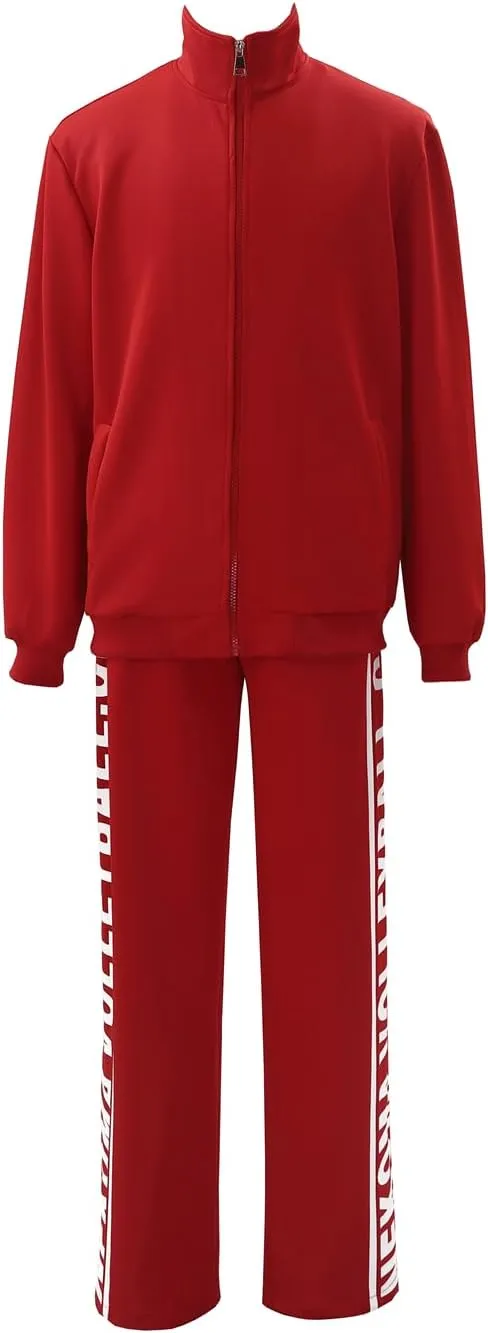 Red High School Uniform Volleyball Jersey Cosplay Sportswear Jacket Coat with Pants