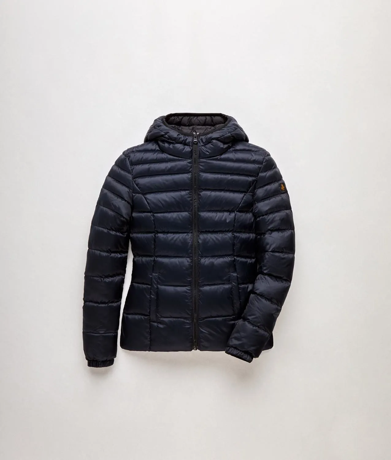 Refrigiwear Elegant Satin-Feel Down Jacket in Dark Blue
