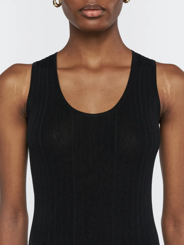 Ribbed Knit Dress Black
