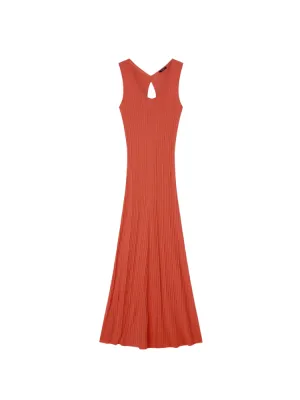 Ribbed Knit Dress Burnt Orange