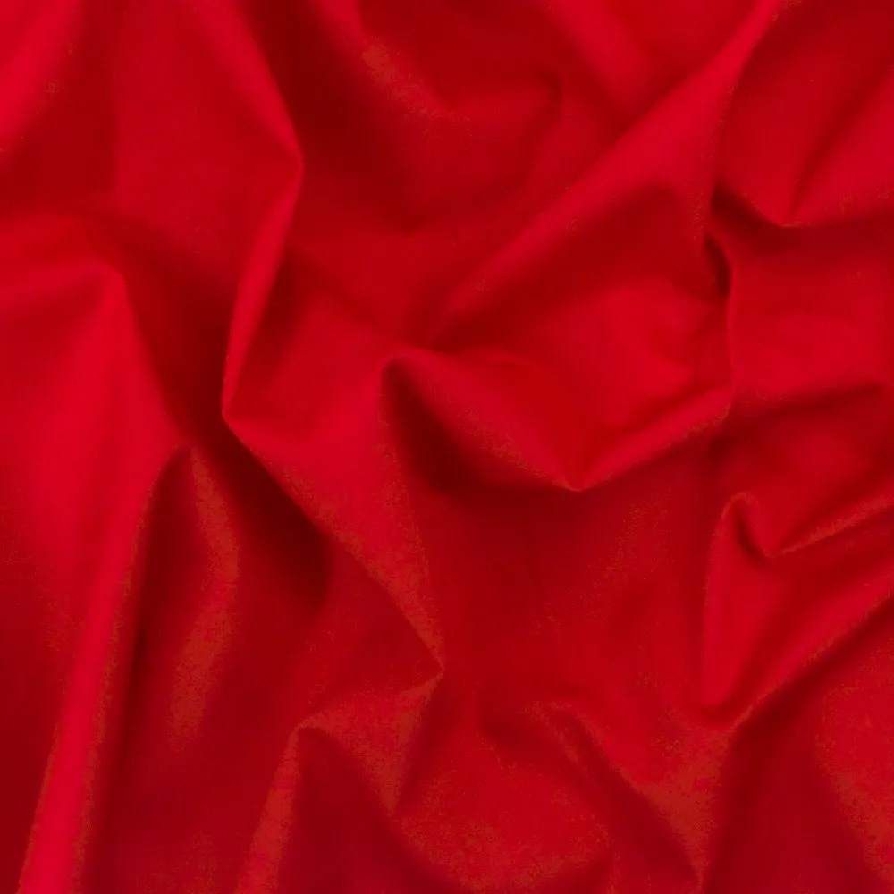Royal Red Solid Stretch Cotton Poplin Woven Fabric