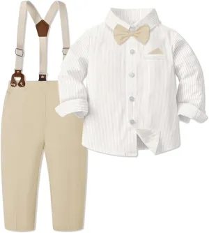 SANGTREE Boys' Long Sleeved Two-piece Set With Suspenders Suitable For All Seasons, 3 Months - 14 Years