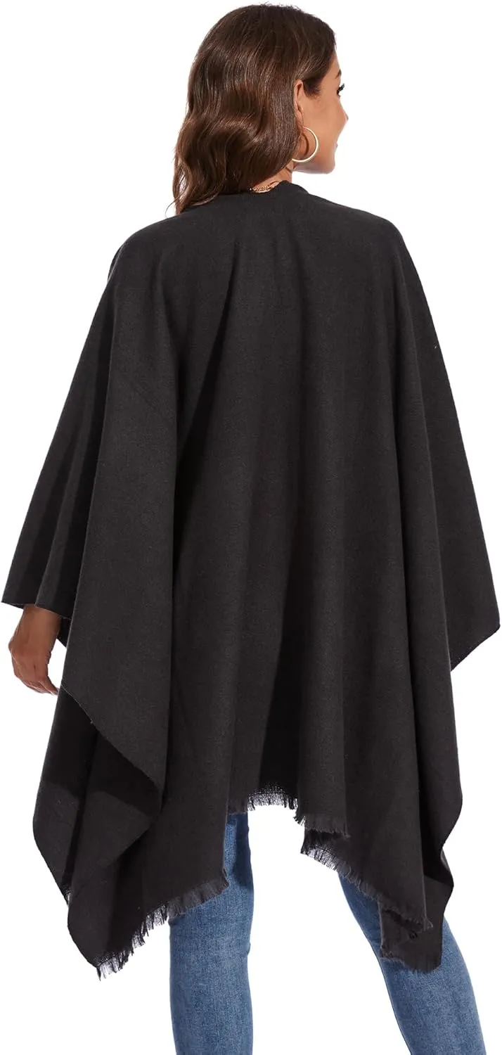 Shawl Wraps for Women, Elegant Knitted Cape Open Front Poncho Scarf Blanket Cardigan Coat for Autumn and Winter