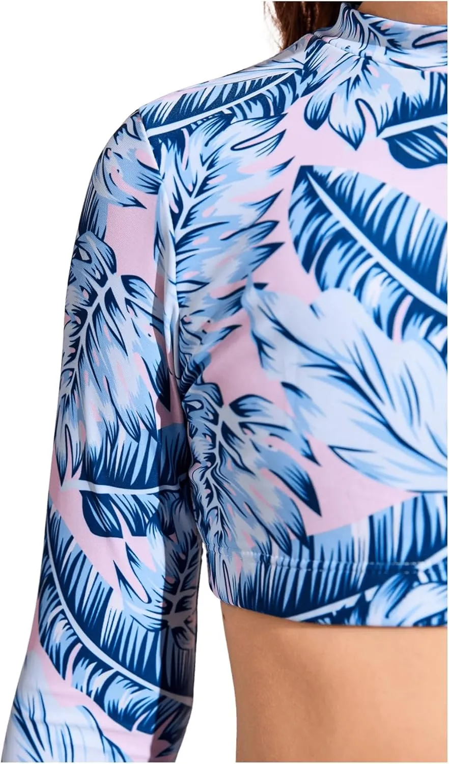 SHENHE Girl's 2 Piece Tropical Print High Waisted Long Sleeve Bikini Swimsuit Bathing Suit