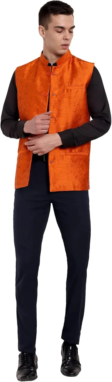 SKAVIJ Men's Nehru Jacket Waistcoat for Wedding Party and Festivals