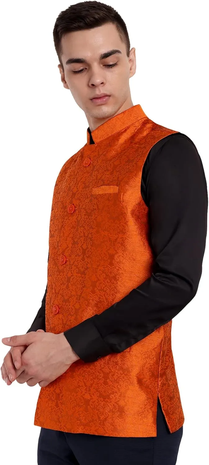 SKAVIJ Men's Nehru Jacket Waistcoat for Wedding Party and Festivals