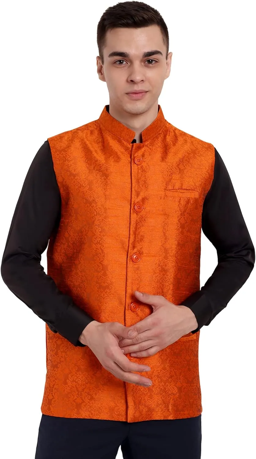 SKAVIJ Men's Nehru Jacket Waistcoat for Wedding Party and Festivals