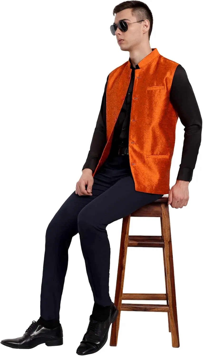 SKAVIJ Men's Nehru Jacket Waistcoat for Wedding Party and Festivals