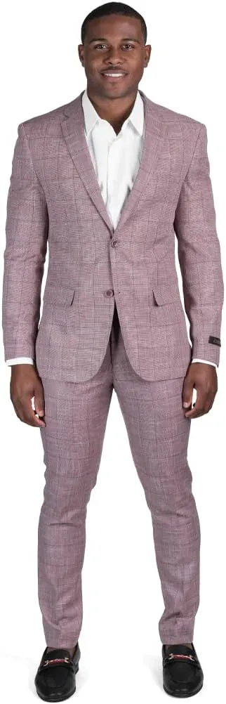 Slim Fit 2 Button Plaid Tweed Men's Suit Notch Lapel SD95818