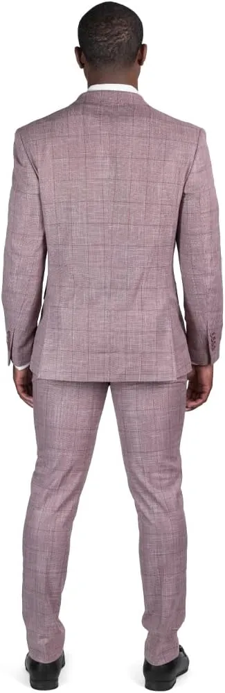 Slim Fit 2 Button Plaid Tweed Men's Suit Notch Lapel SD95818