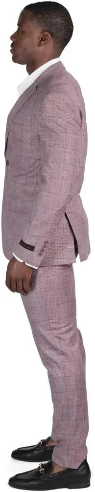 Slim Fit 2 Button Plaid Tweed Men's Suit Notch Lapel SD95818