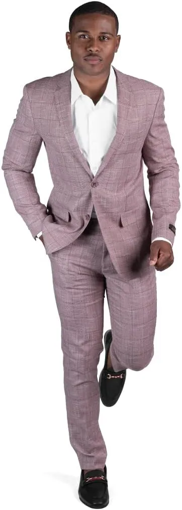 Slim Fit 2 Button Plaid Tweed Men's Suit Notch Lapel SD95818