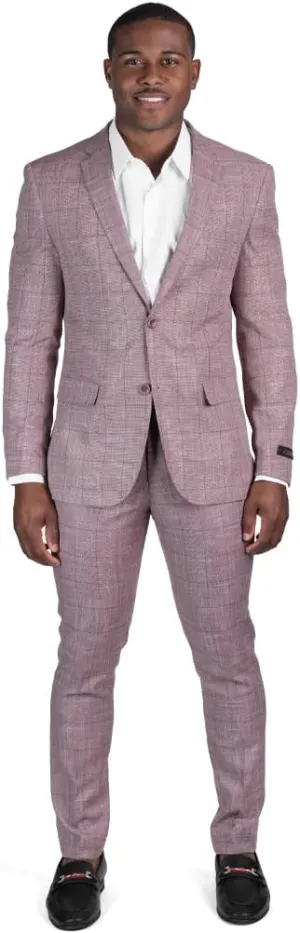 Slim Fit 2 Button Plaid Tweed Men's Suit Notch Lapel SD95818