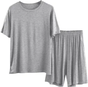 Summer Shorts Pajama Sets for Women Soft Modal Short Sleeve Sleepwear Loose Loungewear Set 2 Piece Outfits