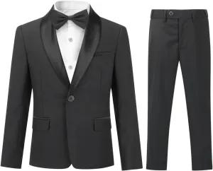 SWOTGdoby Boys Suits 2 Piece Slim Fit Suit Set Shawl Lapel Blazer Tux Jacket Pants Formal Dress Tuxedo Suits for Boy