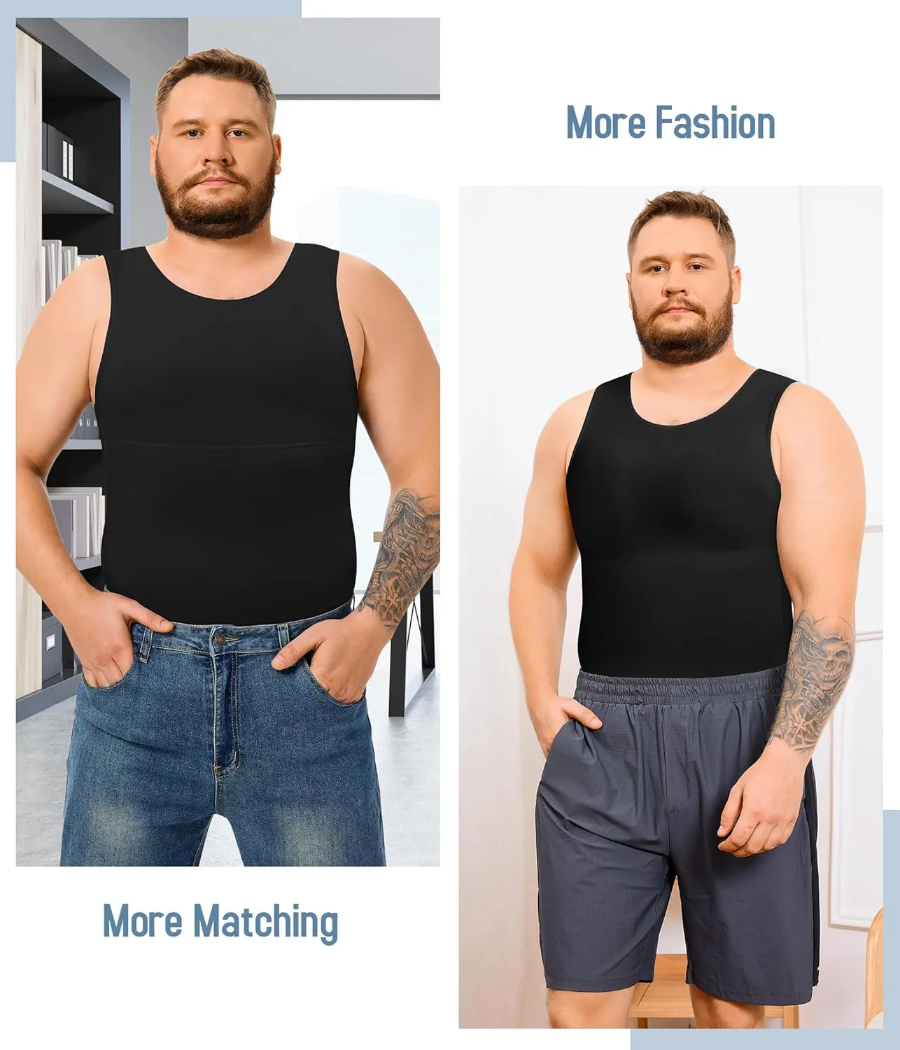 TAILONG Mens Compression Shirt Body Shaper Slimming Undershirt Vest Compression Tank Top Ekko Beaters
