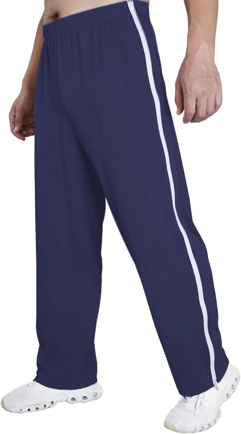 Tear Away Pants for Men Side Zipper Lightweight Pants Zip Leg Sweatpants Breakaway Post Surgery Recovery Zipper Pants