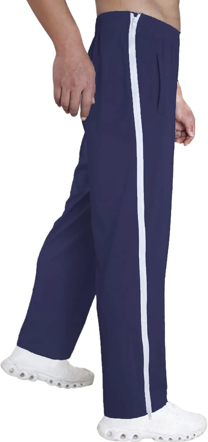 Tear Away Pants for Men Side Zipper Lightweight Pants Zip Leg Sweatpants Breakaway Post Surgery Recovery Zipper Pants