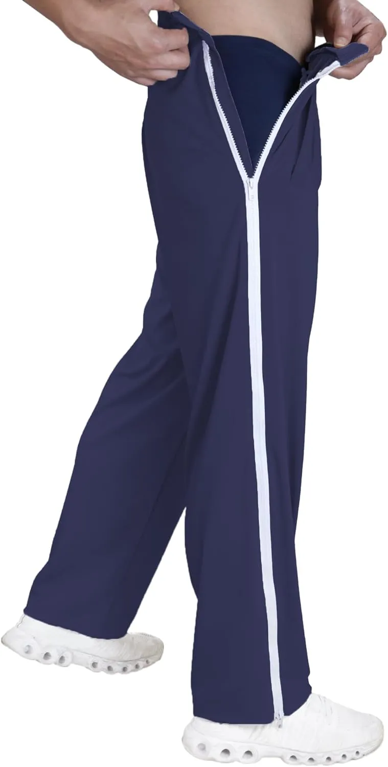 Tear Away Pants for Men Side Zipper Lightweight Pants Zip Leg Sweatpants Breakaway Post Surgery Recovery Zipper Pants