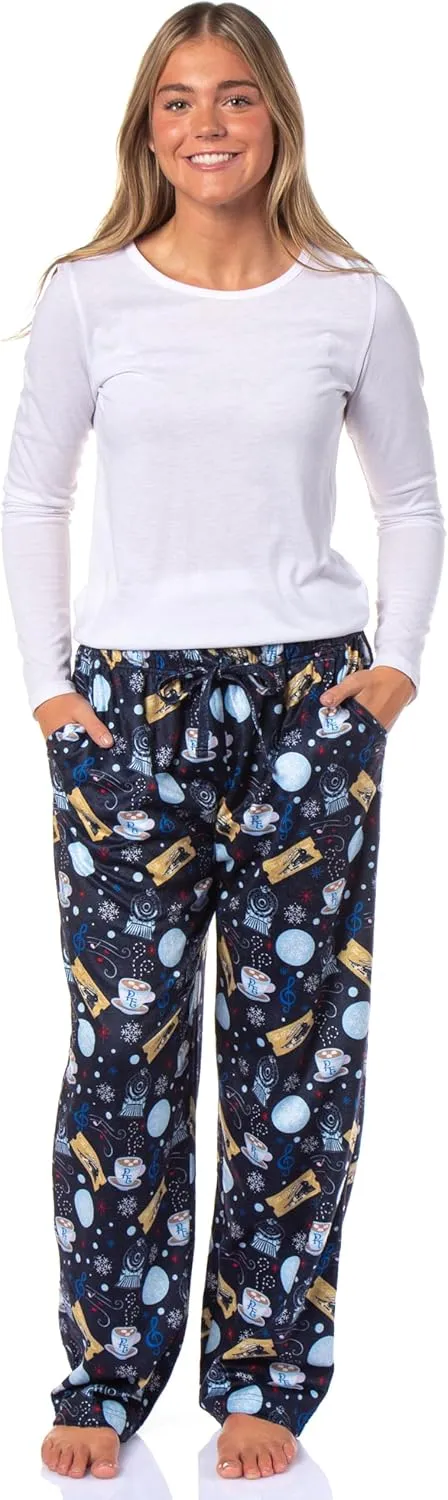 The Polar Express Women's Christmas Train Hot Cocoa Tossed Print Sleep Pajama Pants For Adults