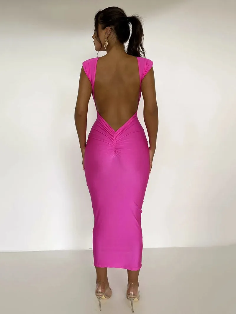 The Sexy Backless Round Neck Sleeveless Maxi Dress