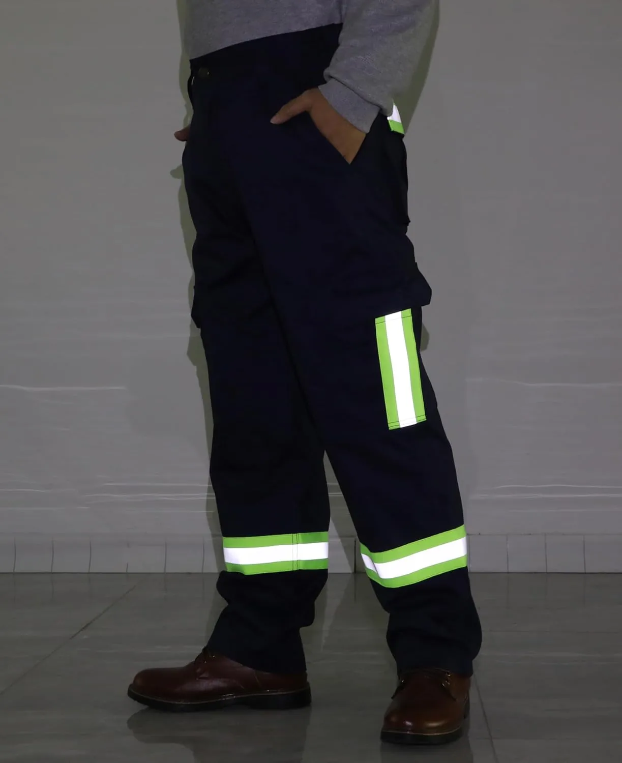 TICOMELA FR Pants High Visibility Cargo Pants NFPA2112 7.5oz Hi-Vis Flame Resistant Elastic Waist Pants