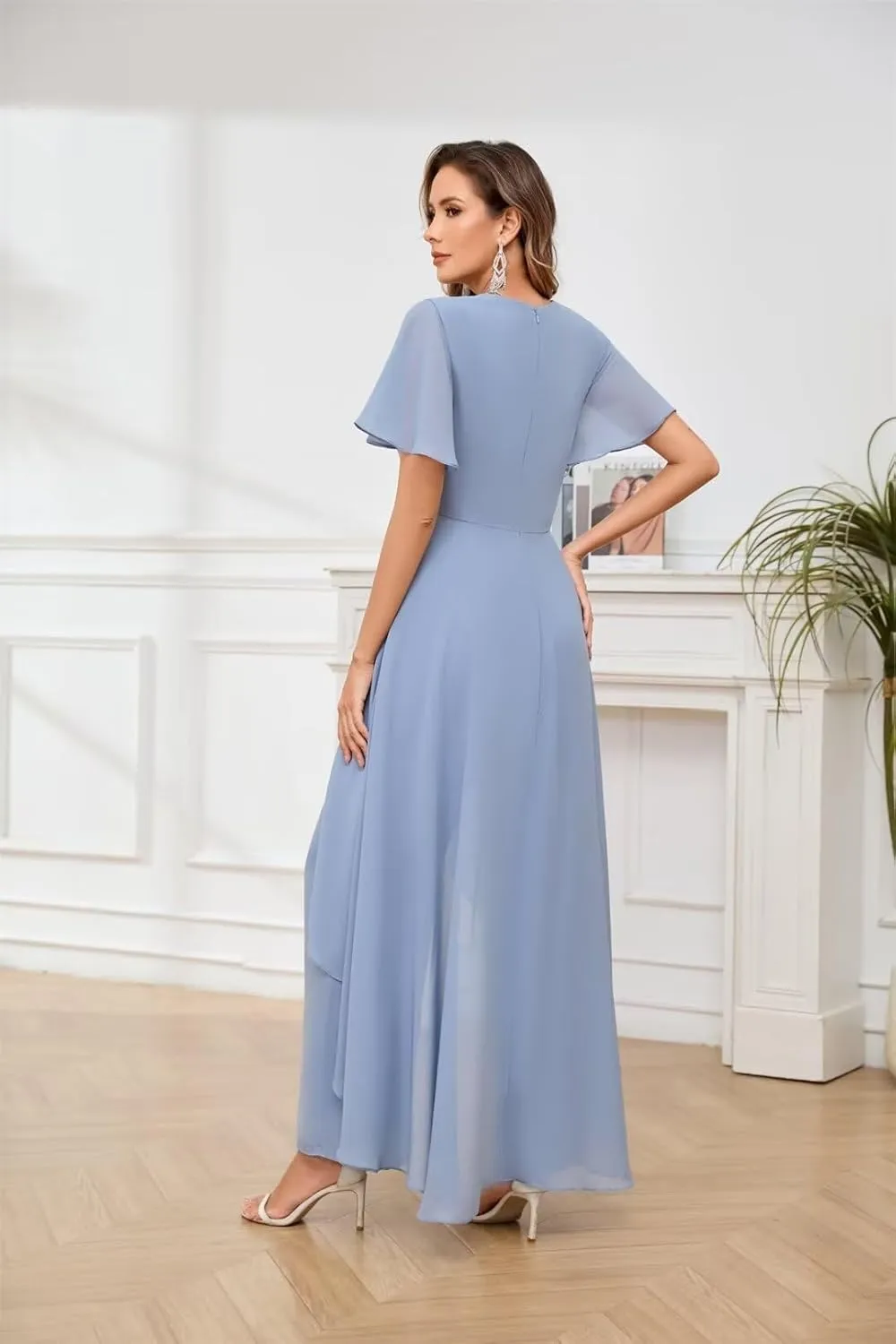 TORYEMY Mother of The Bride Pant Suits for Wedding Chiffon Lace Appliques Short Sleeve Pant Suits for Women Dressy with Bead