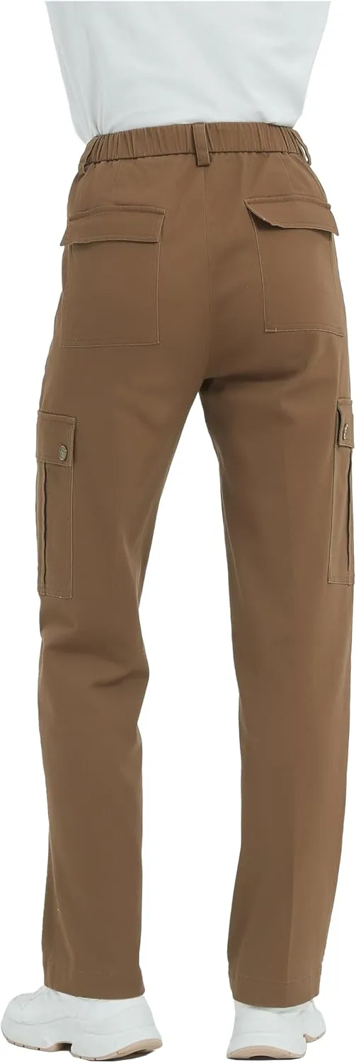 Tronjori Womens Cargo Pants High Waisted Casual Utility Trousers Stretch Straight Leg Streetwear Y2K