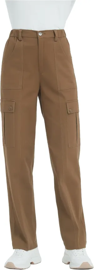 Tronjori Womens Cargo Pants High Waisted Casual Utility Trousers Stretch Straight Leg Streetwear Y2K