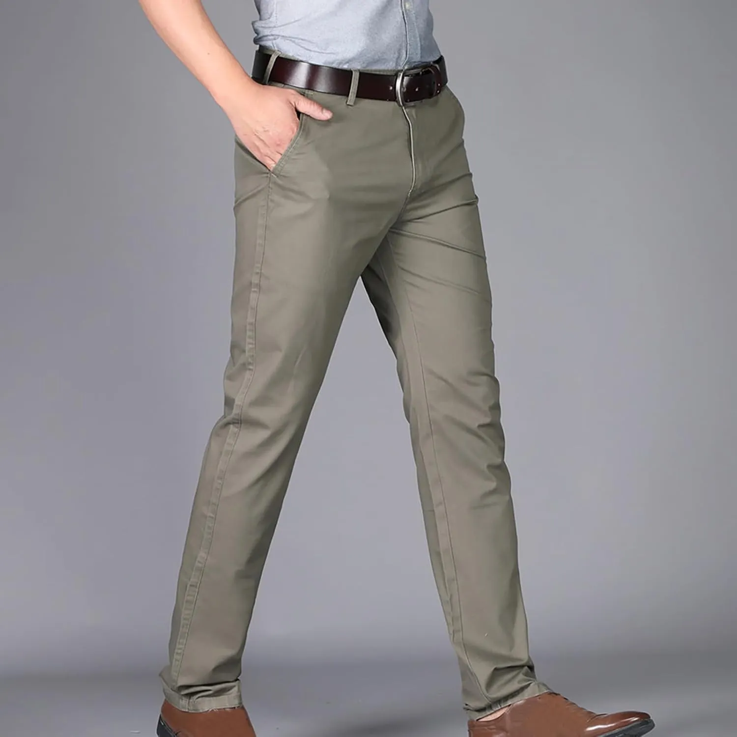 Uillui Dress Pants for Men Business Casual Slim Fit Stretch Slacks Big Tall Chinos Flat Front Flex Golf Straight Long Pants