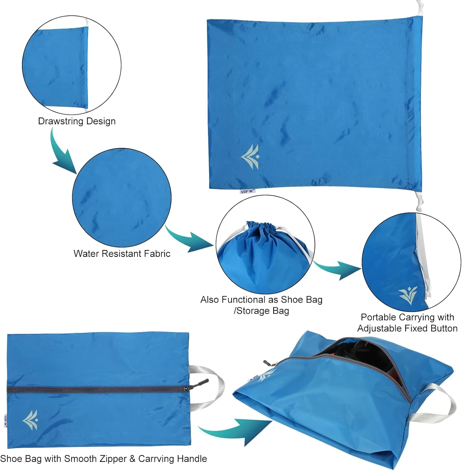 VDF Compression Packing Cubes for Travel,Luggage and Backpack Organizer Packaging,travel size Luggage Bags with Shoe Bag (Blue, 3 Piece)