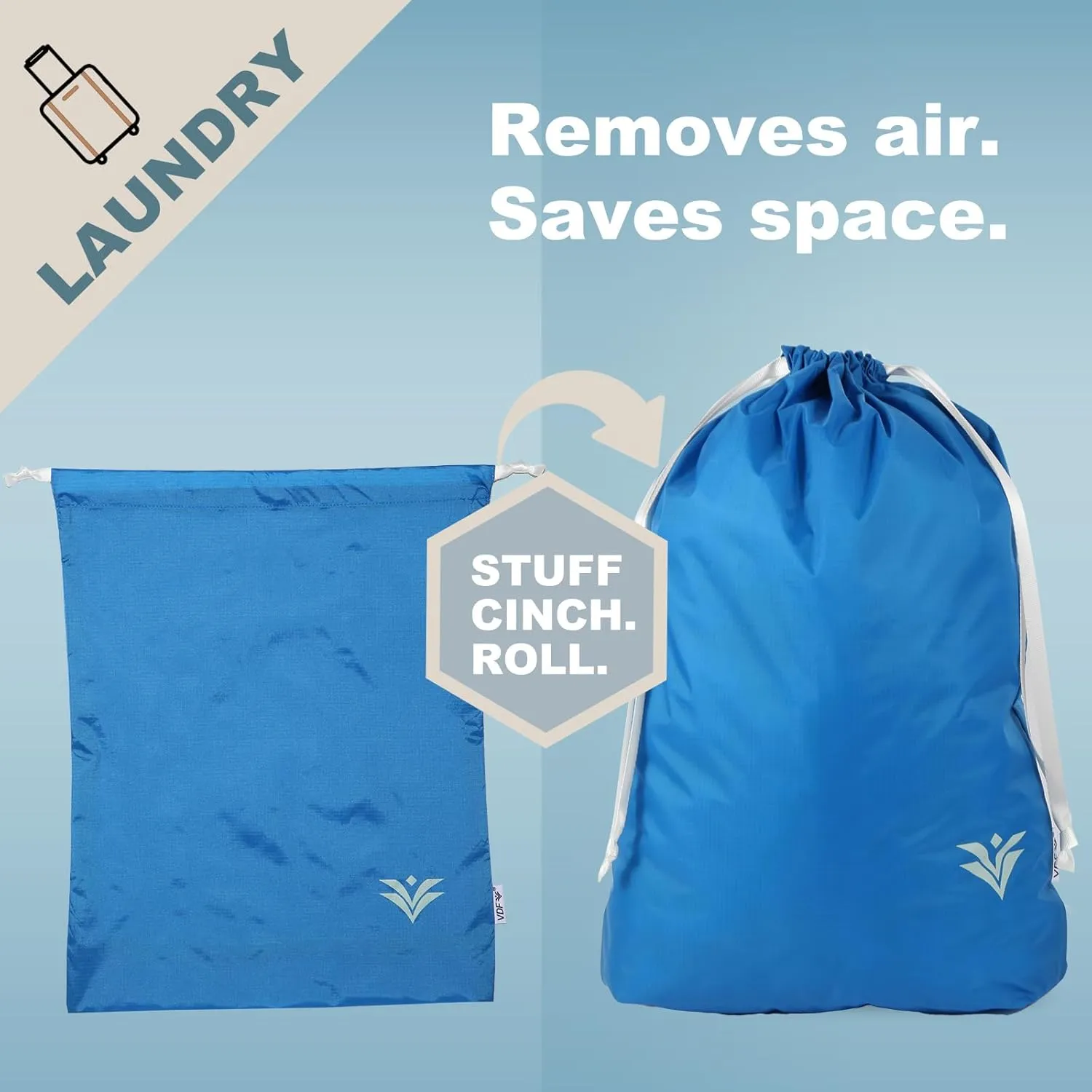 VDF Compression Packing Cubes for Travel,Luggage and Backpack Organizer Packaging,travel size Luggage Bags with Shoe Bag (Blue, 3 Piece)