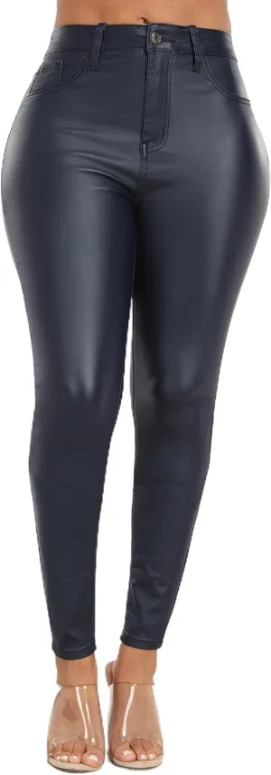 WAYRUNZ Womens High Waisted Stretch Faux Leather Pants PU Coated Legging Juniors