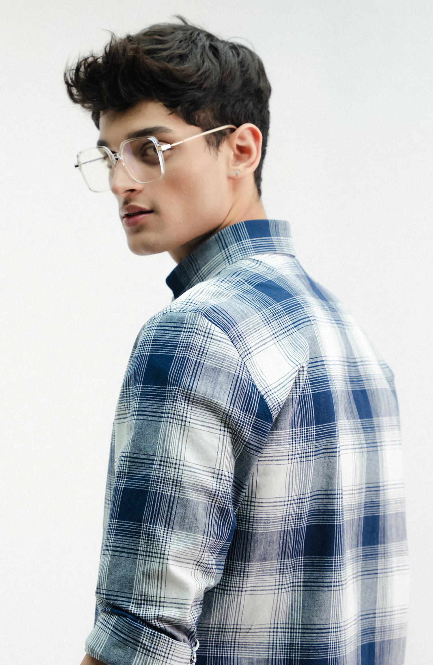 White/Navy Check and Stripe Shirt