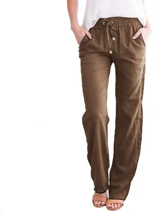 Wide Leg Pants for Women Winter Slim Business Palazzo with Pockets High Waisted Elastic Waist