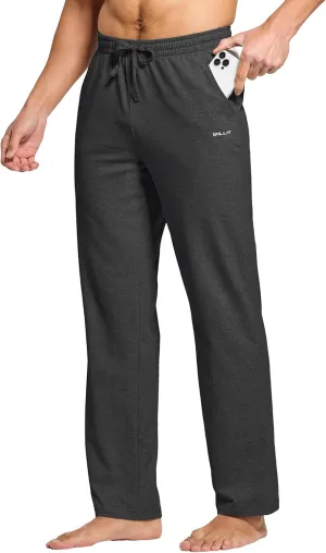 Willit Men's Cotton Yoga Sweatpants Athletic Pants Open Bottom Exercise Lounge Pants Loose Male Sweat Pants with Pockets