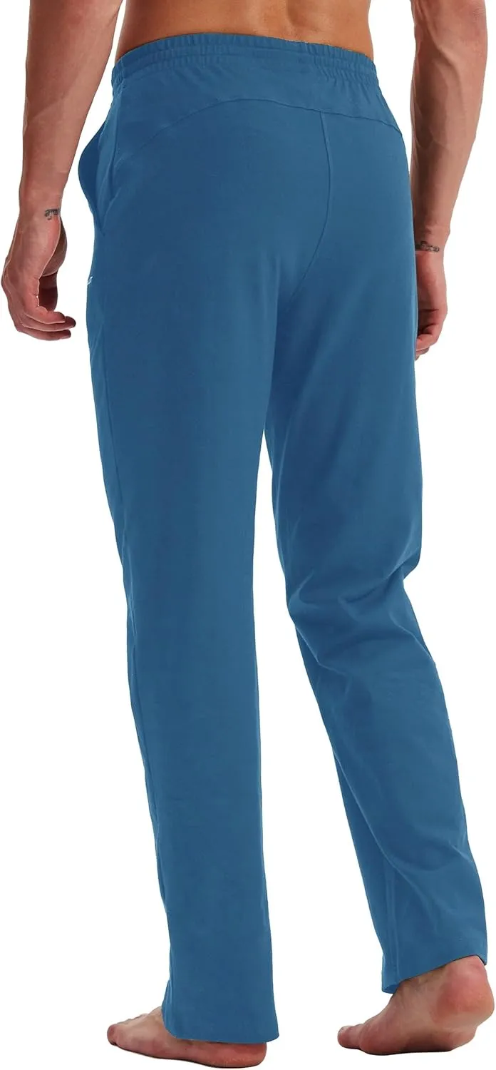 Willit Men's Cotton Yoga Sweatpants Athletic Pants Open Bottom Exercise Lounge Pants Loose Male Sweat Pants with Pockets