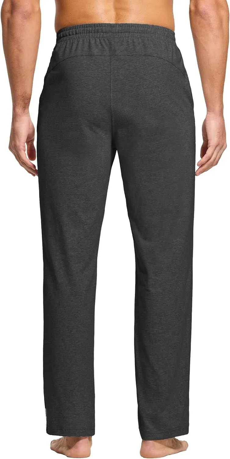 Willit Men's Cotton Yoga Sweatpants Athletic Pants Open Bottom Exercise Lounge Pants Loose Male Sweat Pants with Pockets