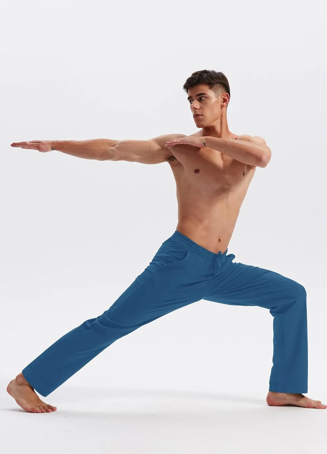 Willit Men's Cotton Yoga Sweatpants Athletic Pants Open Bottom Exercise Lounge Pants Loose Male Sweat Pants with Pockets