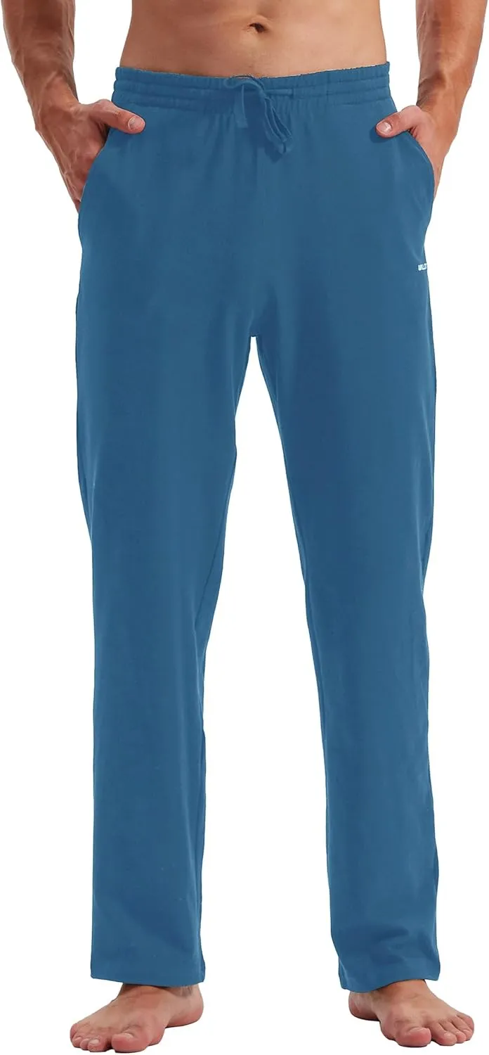 Willit Men's Cotton Yoga Sweatpants Athletic Pants Open Bottom Exercise Lounge Pants Loose Male Sweat Pants with Pockets