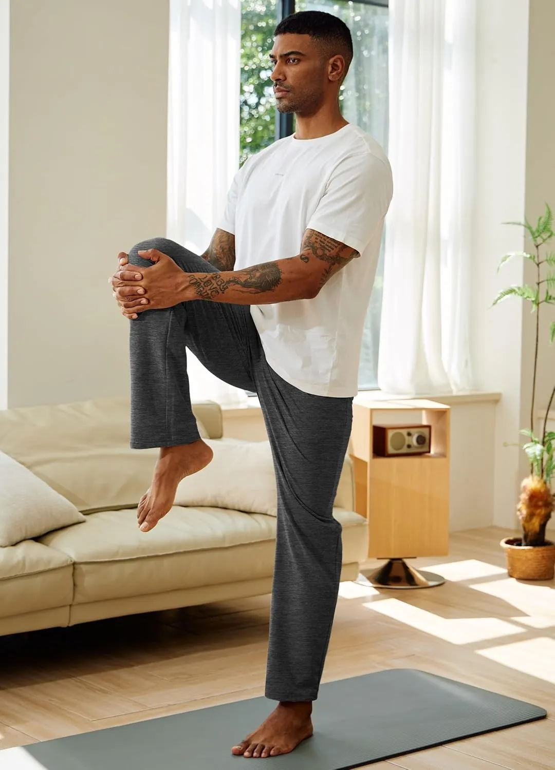 Willit Men's Cotton Yoga Sweatpants Athletic Pants Open Bottom Exercise Lounge Pants Loose Male Sweat Pants with Pockets