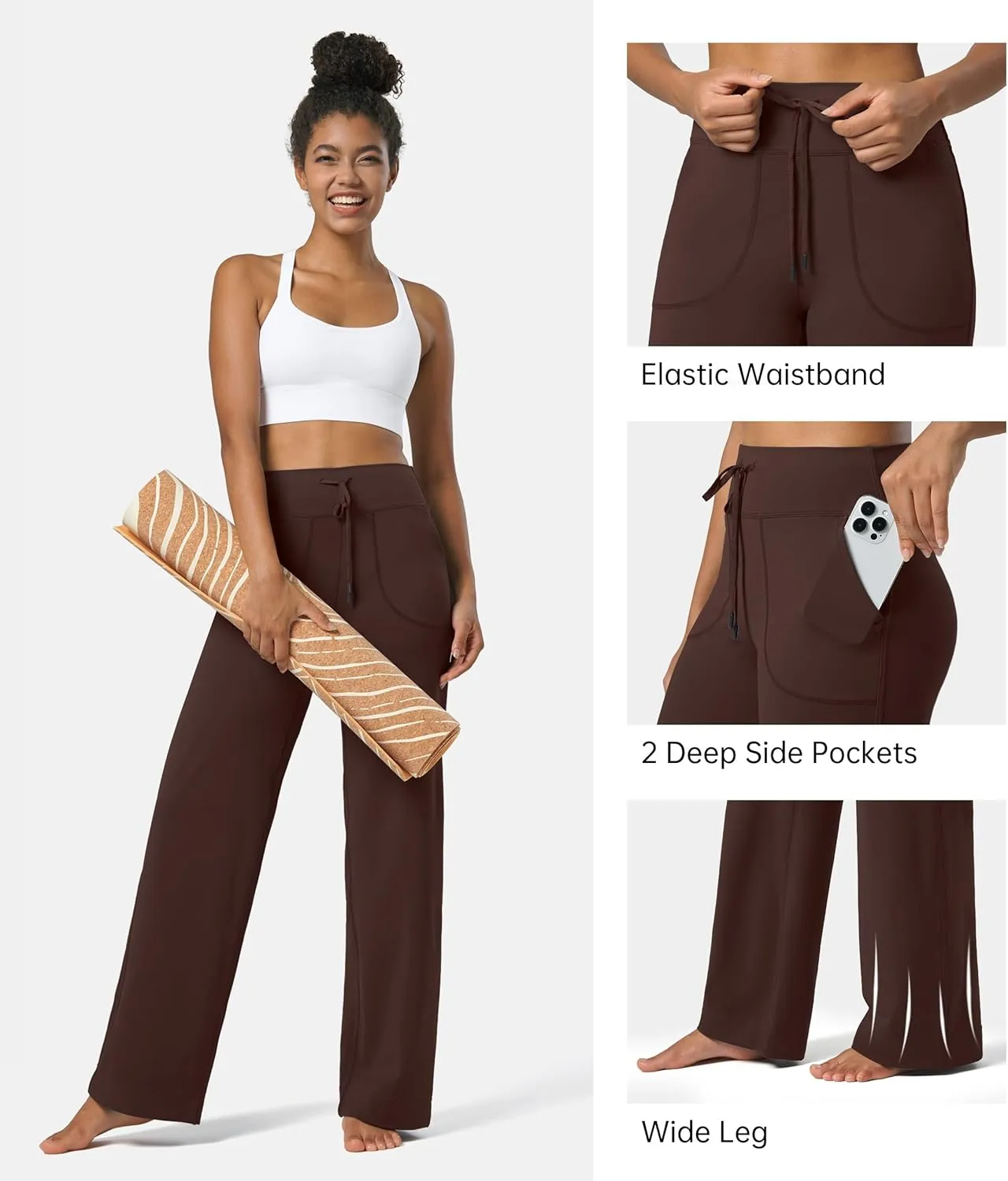 Willit Women's Wide Leg Pants Yoga Pants with Pockets High Waist Stretch Casual Lounge Comfy Pants 29" 31"