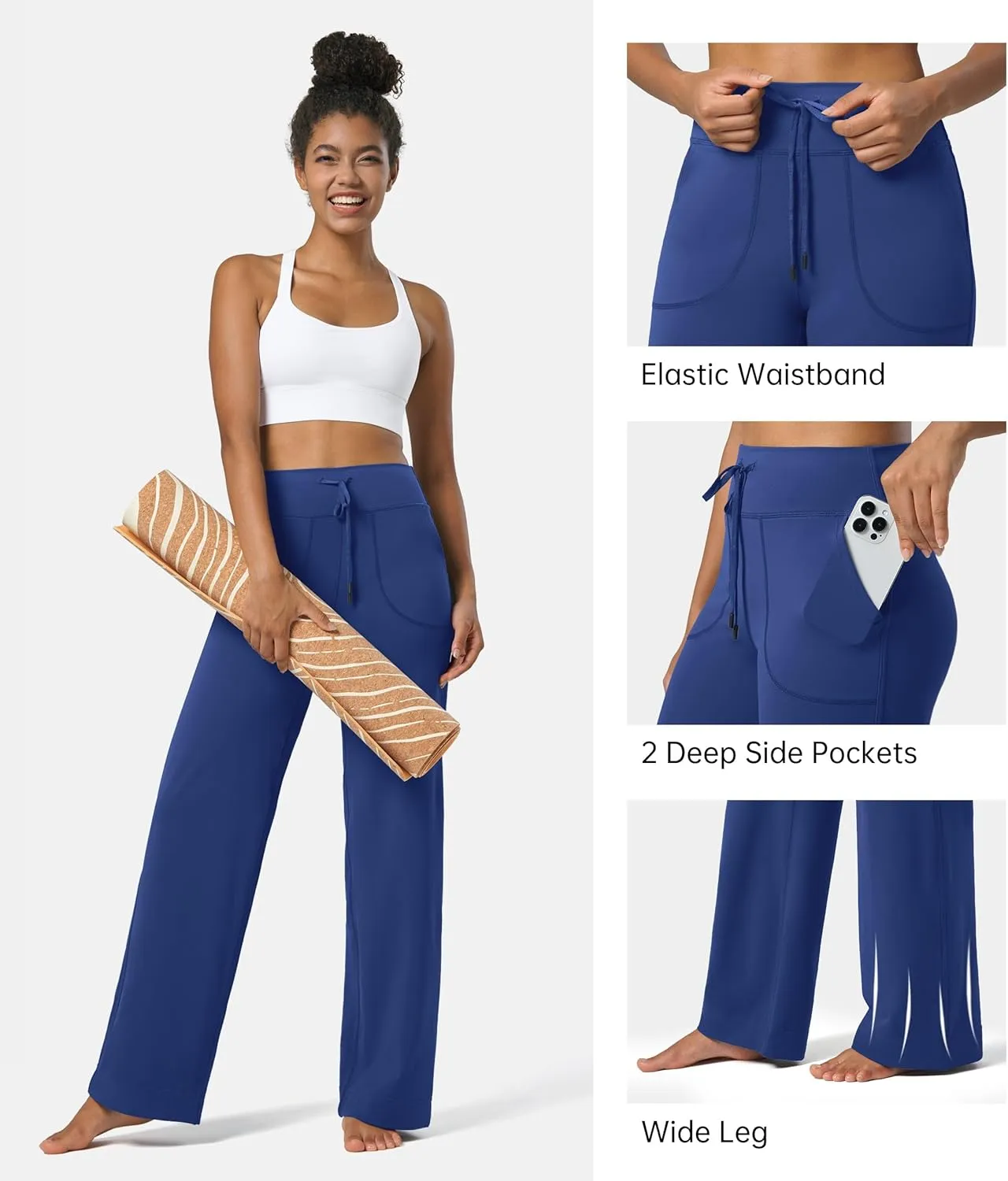 Willit Women's Wide Leg Pants Yoga Pants with Pockets High Waist Stretch Casual Lounge Comfy Pants 29" 31"