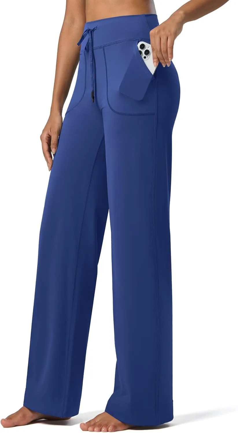Willit Women's Wide Leg Pants Yoga Pants with Pockets High Waist Stretch Casual Lounge Comfy Pants 29" 31"