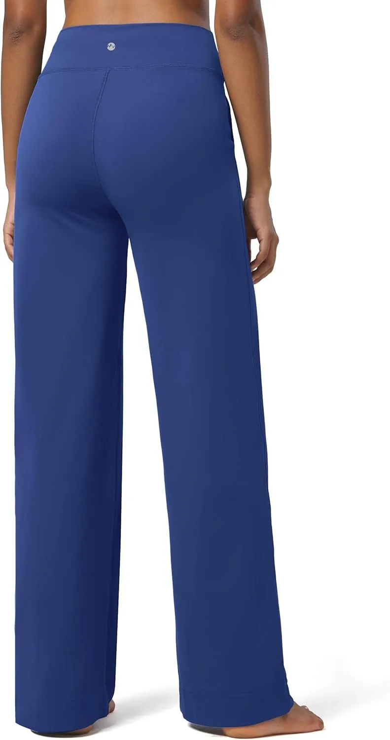 Willit Women's Wide Leg Pants Yoga Pants with Pockets High Waist Stretch Casual Lounge Comfy Pants 29" 31"