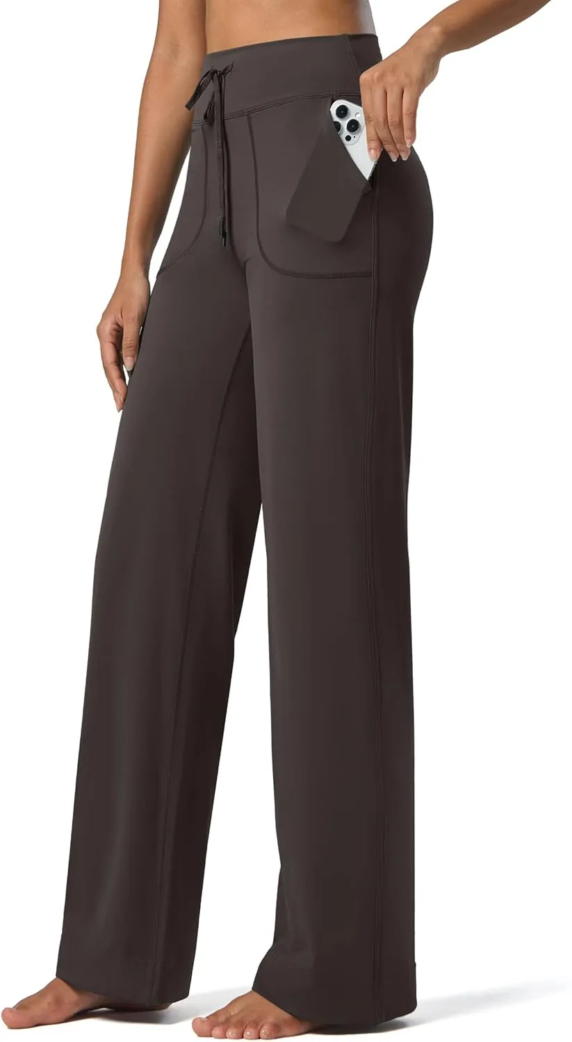 Willit Women's Wide Leg Pants Yoga Pants with Pockets High Waist Stretch Casual Lounge Comfy Pants 29" 31"