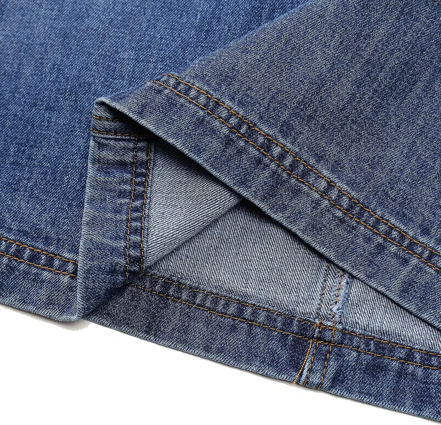 Women Corduroy Skirts Knee Length Ladies High Waisted Stretchy Denim Casual Mid Skirt Wiht Pockets