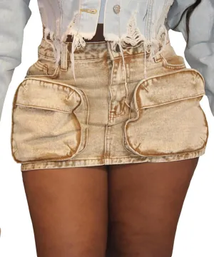 Women Mini Jean Skirt Y2K Cargo Skirt High Waisted Sexy Bodycon Denim Short Skirts Steetwear